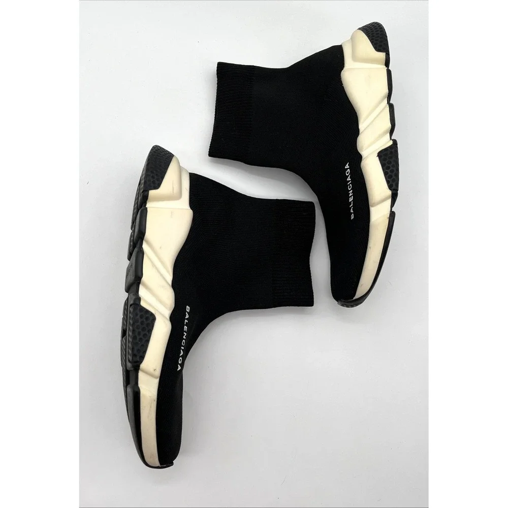 Balenciaga Speed 2.0 Sneakers Black White Sock Shoes Women's 6.5 No Insoles